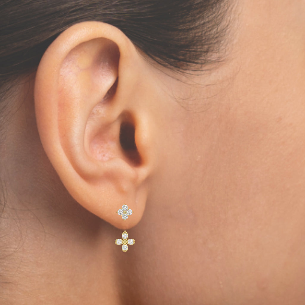 Stoic Life Gold and Diamond Front Back Earrings