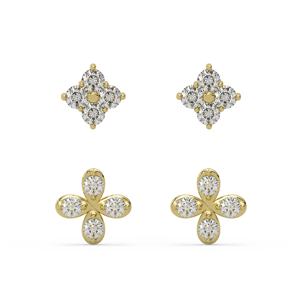Stoic Life Gold and Diamond Front Back Earrings