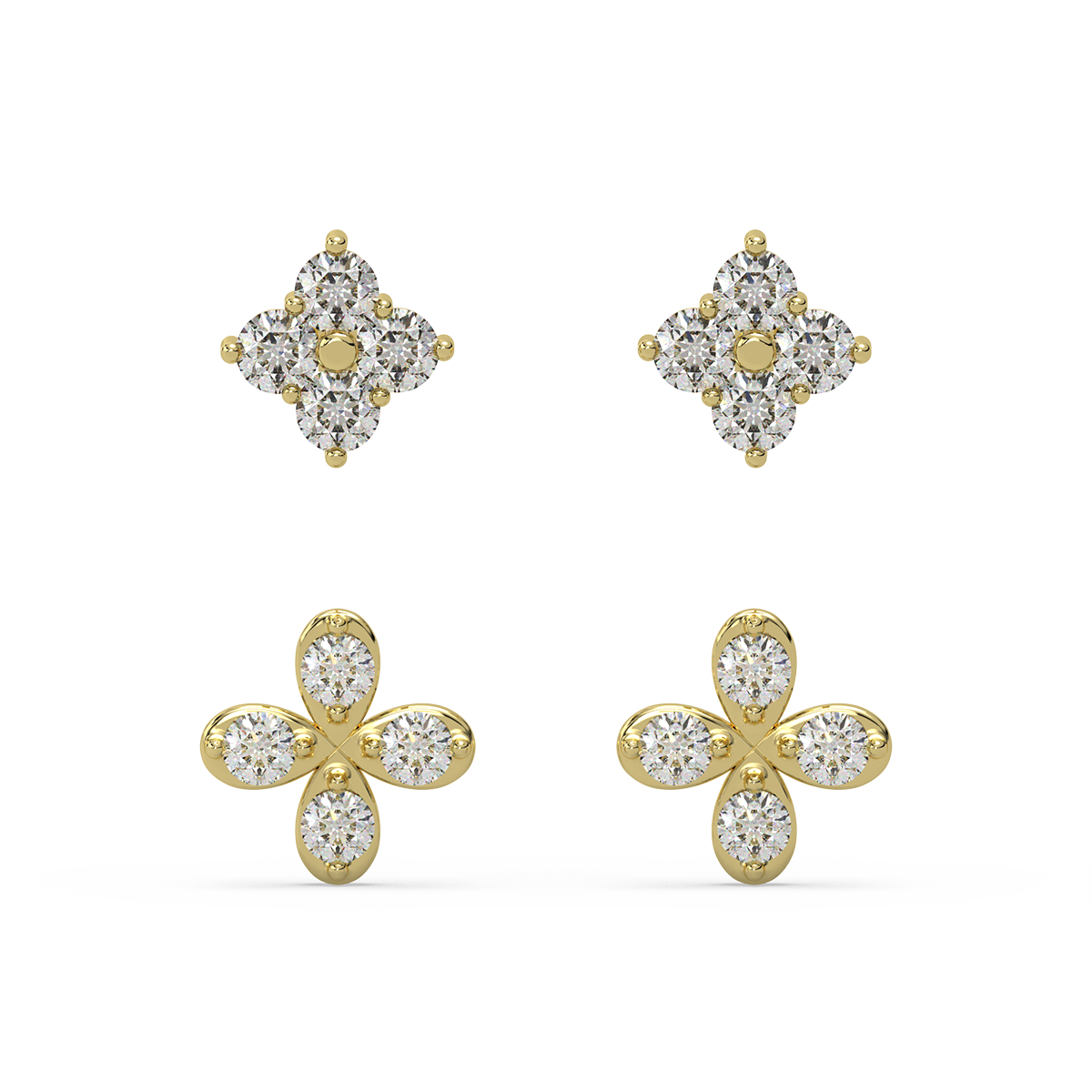 Stoic Life Gold and Diamond Front Back Earrings