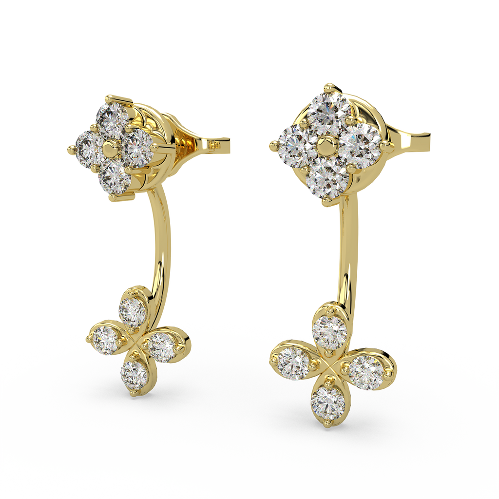 Stoic Life Gold and Diamond Front Back Earrings