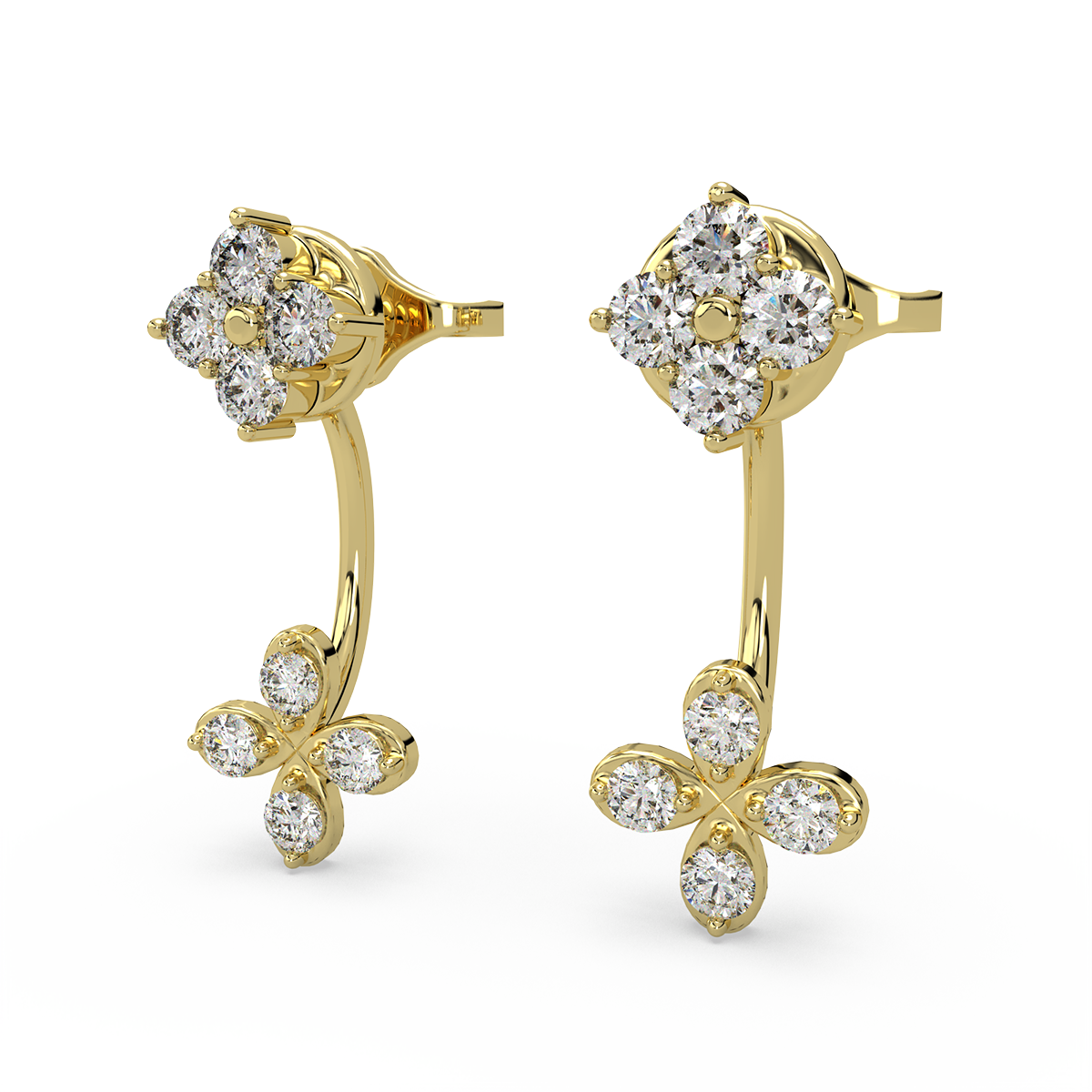 Stoic Life Gold and Diamond Front Back Earrings