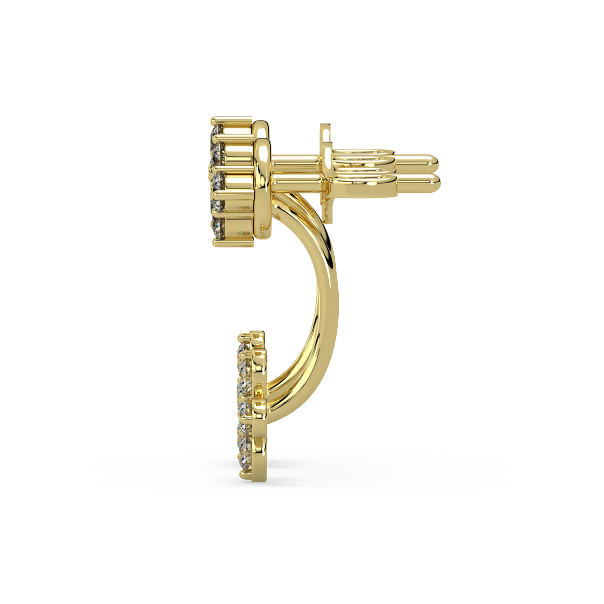 Stoic Life Gold and Diamond Front Back Earrings