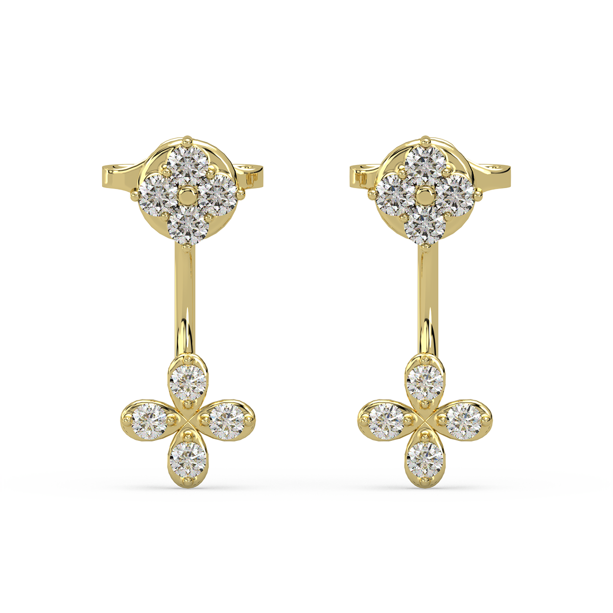 Stoic Life Gold and Diamond Front Back Earrings