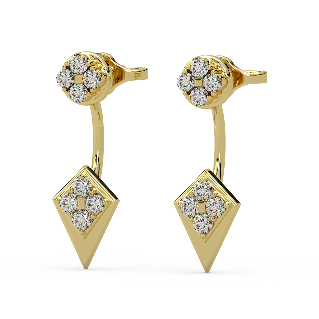 Herculean Harmony Gold and Diamond Front Back Earrings