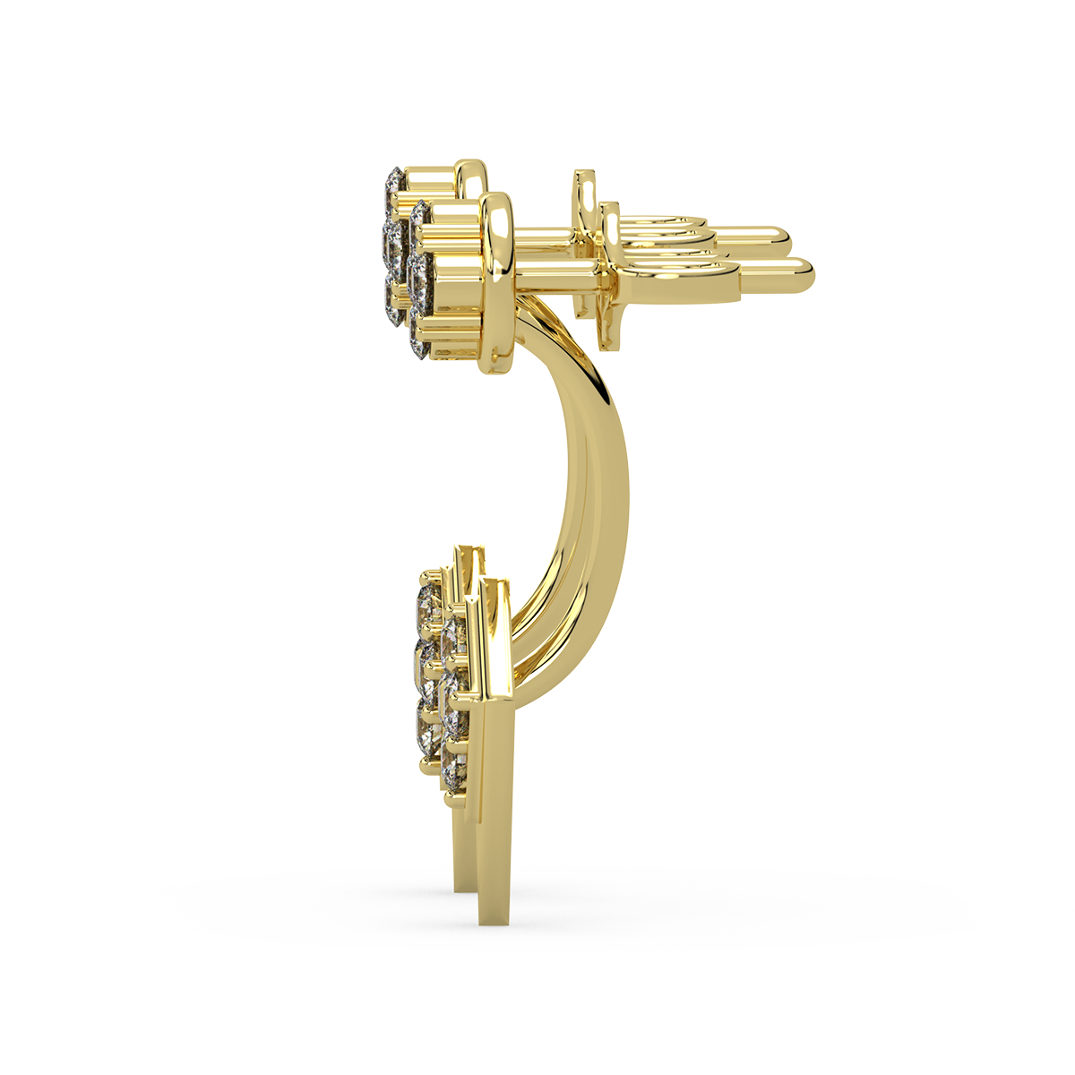 Herculean Harmony Gold and Diamond Front Back Earrings