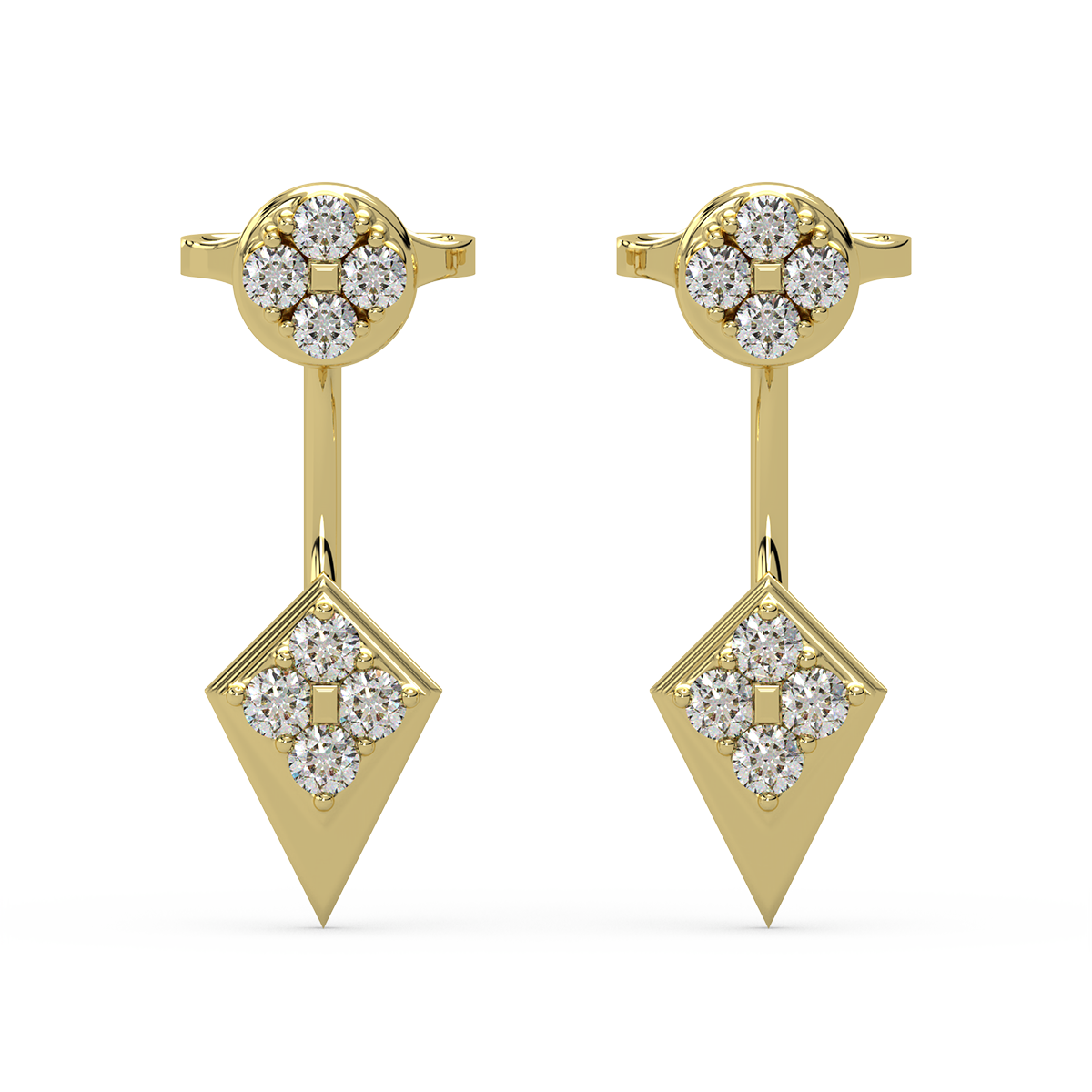 Herculean Harmony Gold and Diamond Front Back Earrings
