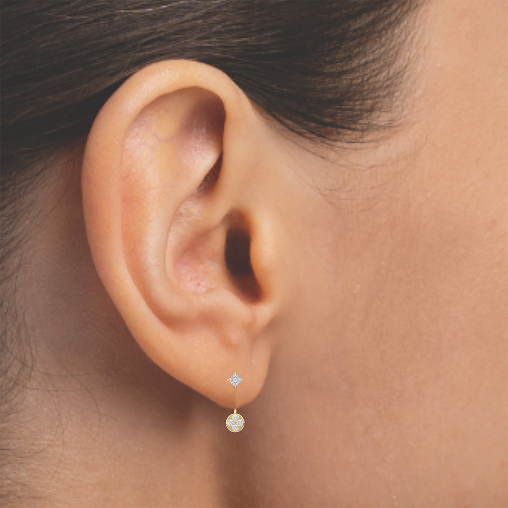 Jeejeevishaa Front back Diamond and Gold Earring