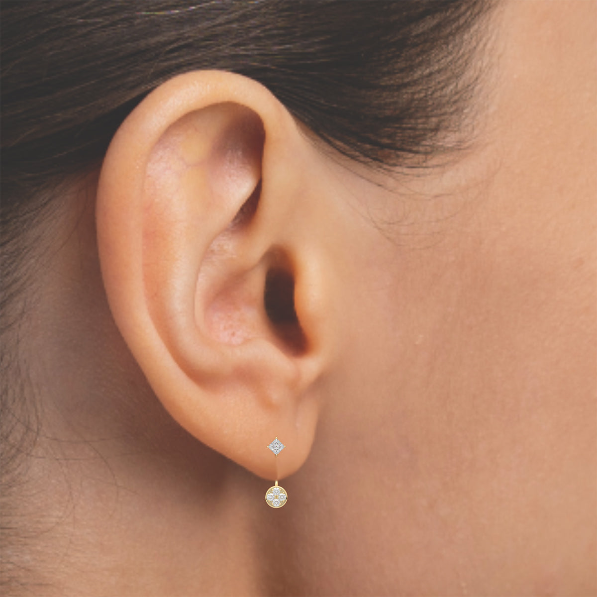 Jeejeevishaa Front back Diamond and Gold Earring