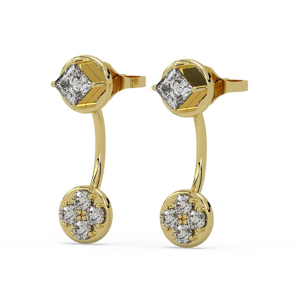 Jeejeevishaa Front back Diamond and Gold Earring