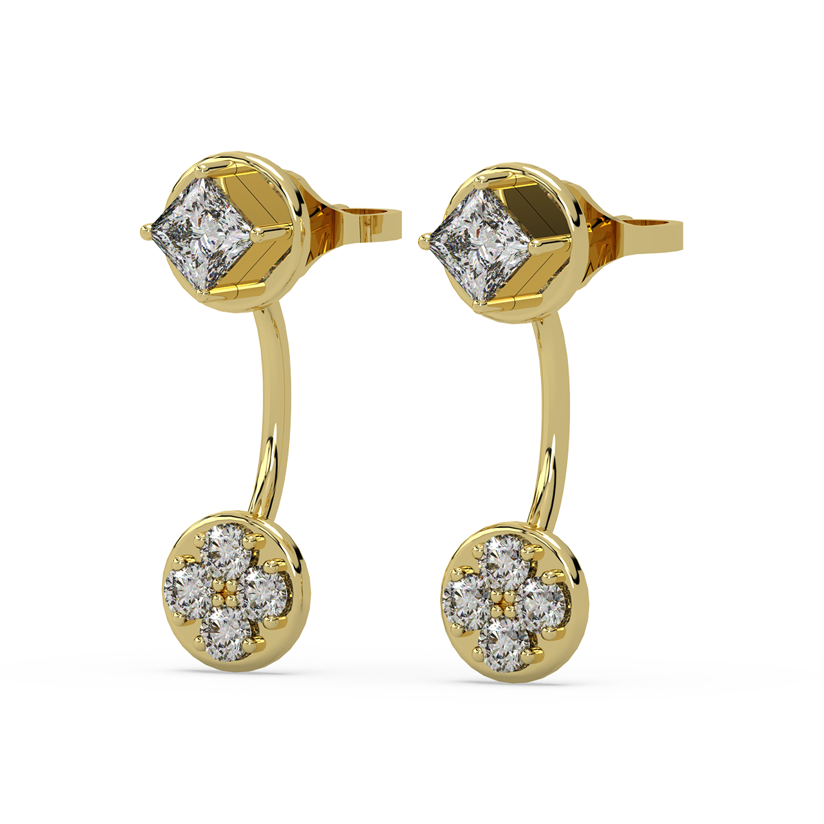 Jeejeevishaa Front back Diamond and Gold Earring