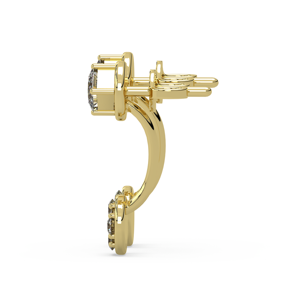 Jeejeevishaa Front back Diamond and Gold Earring