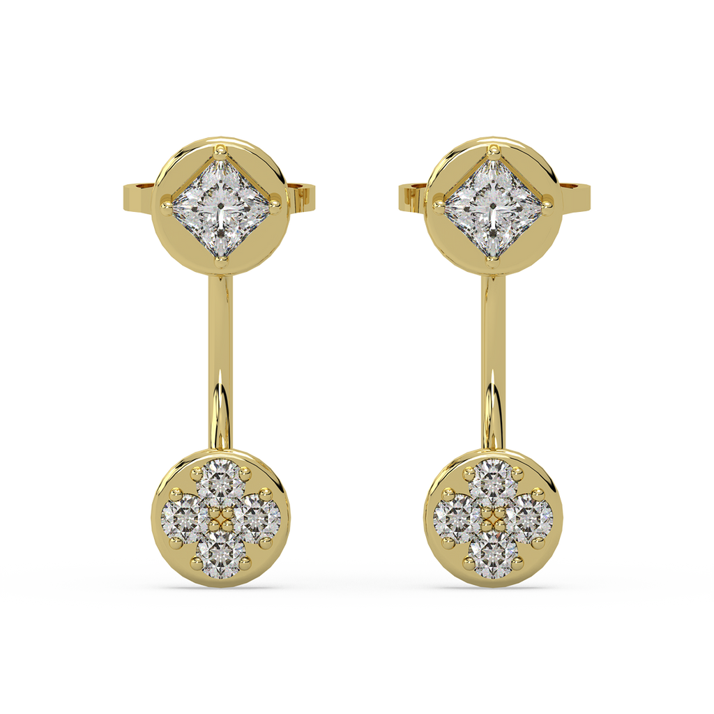 Jeejeevishaa Front back Diamond and Gold Earring