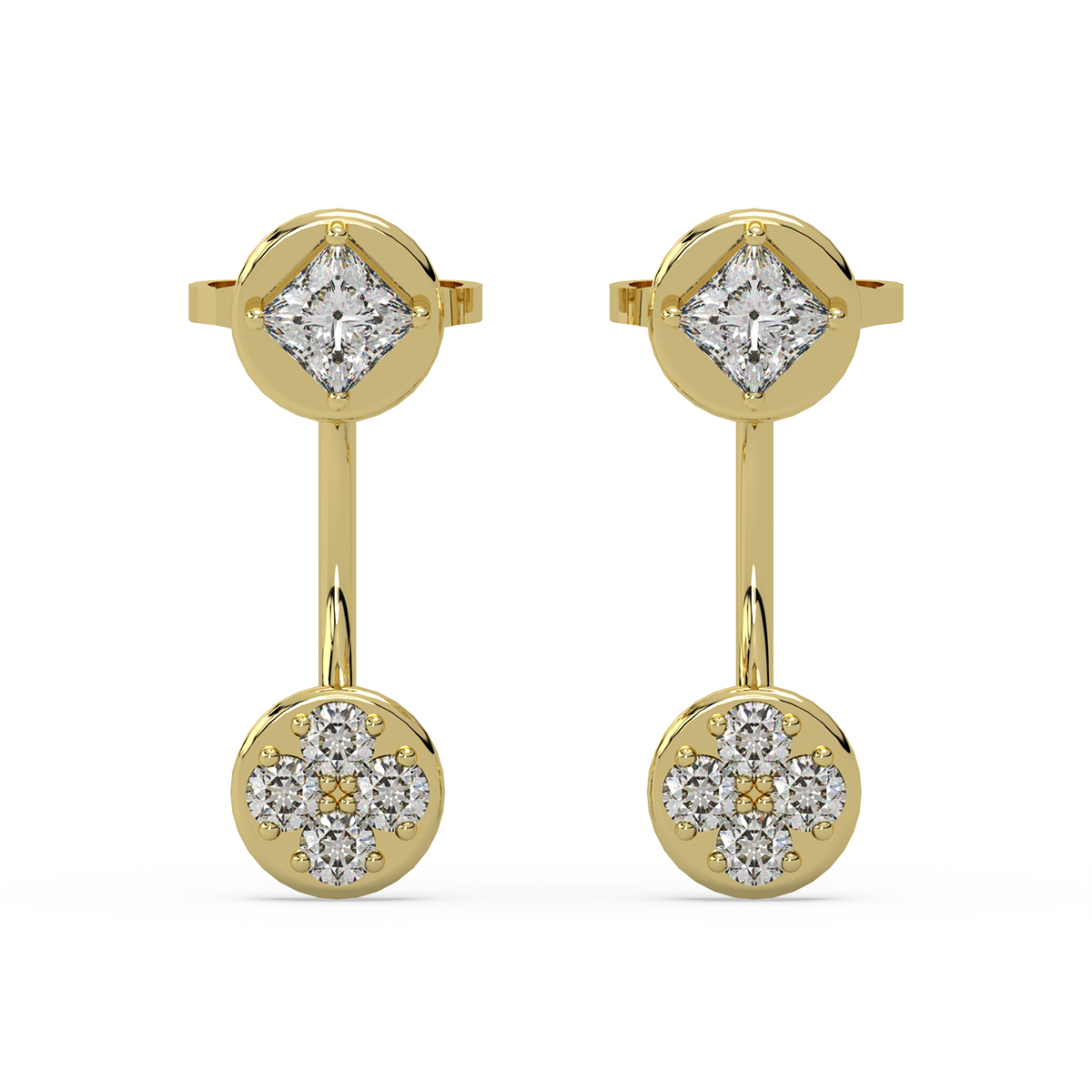 Jeejeevishaa Front back Diamond and Gold Earring