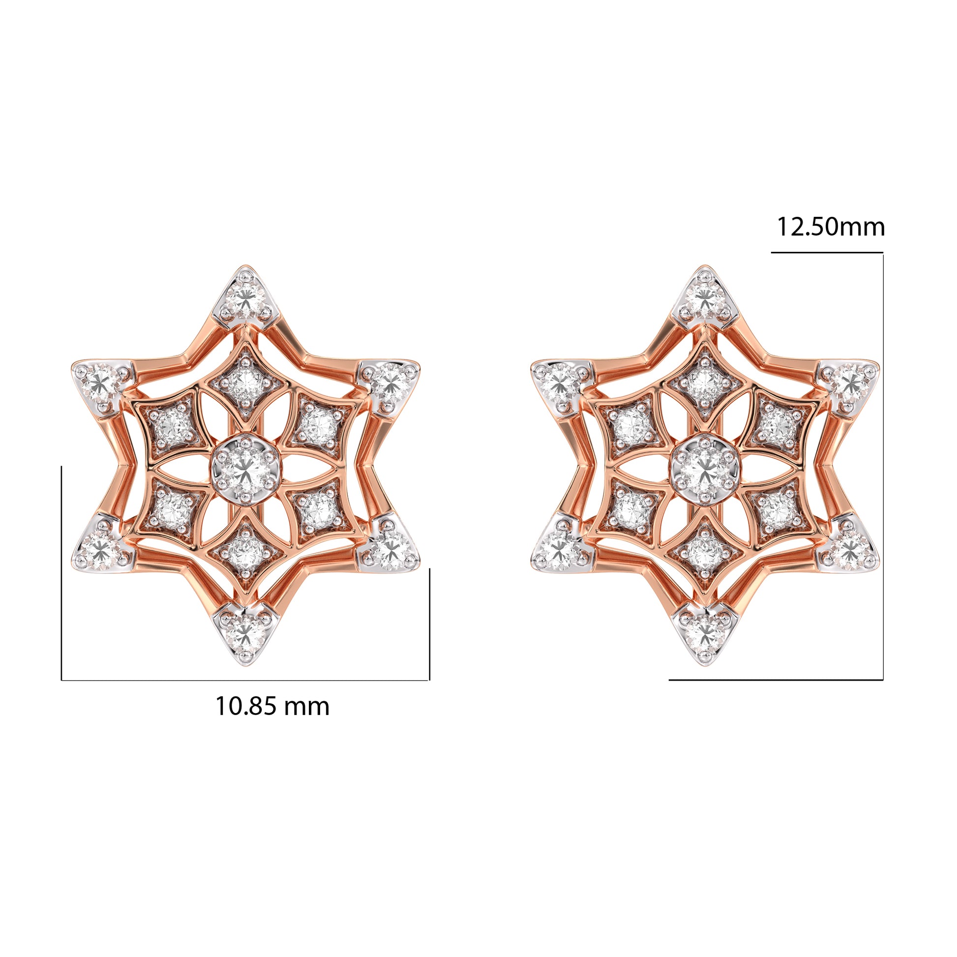 Frosted Snowflake Gold and Diamond Earrings