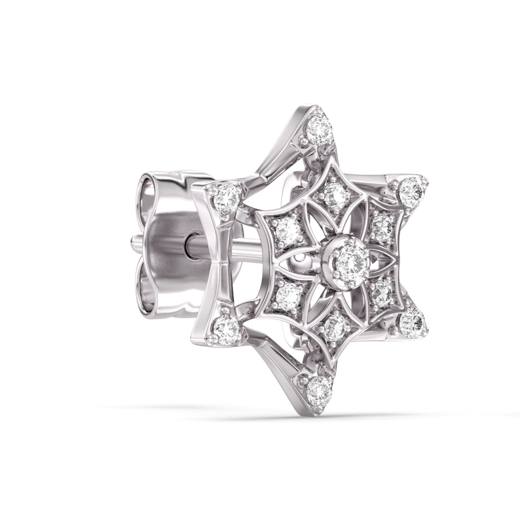 Frosted Snowflake Gold and Diamond Earrings