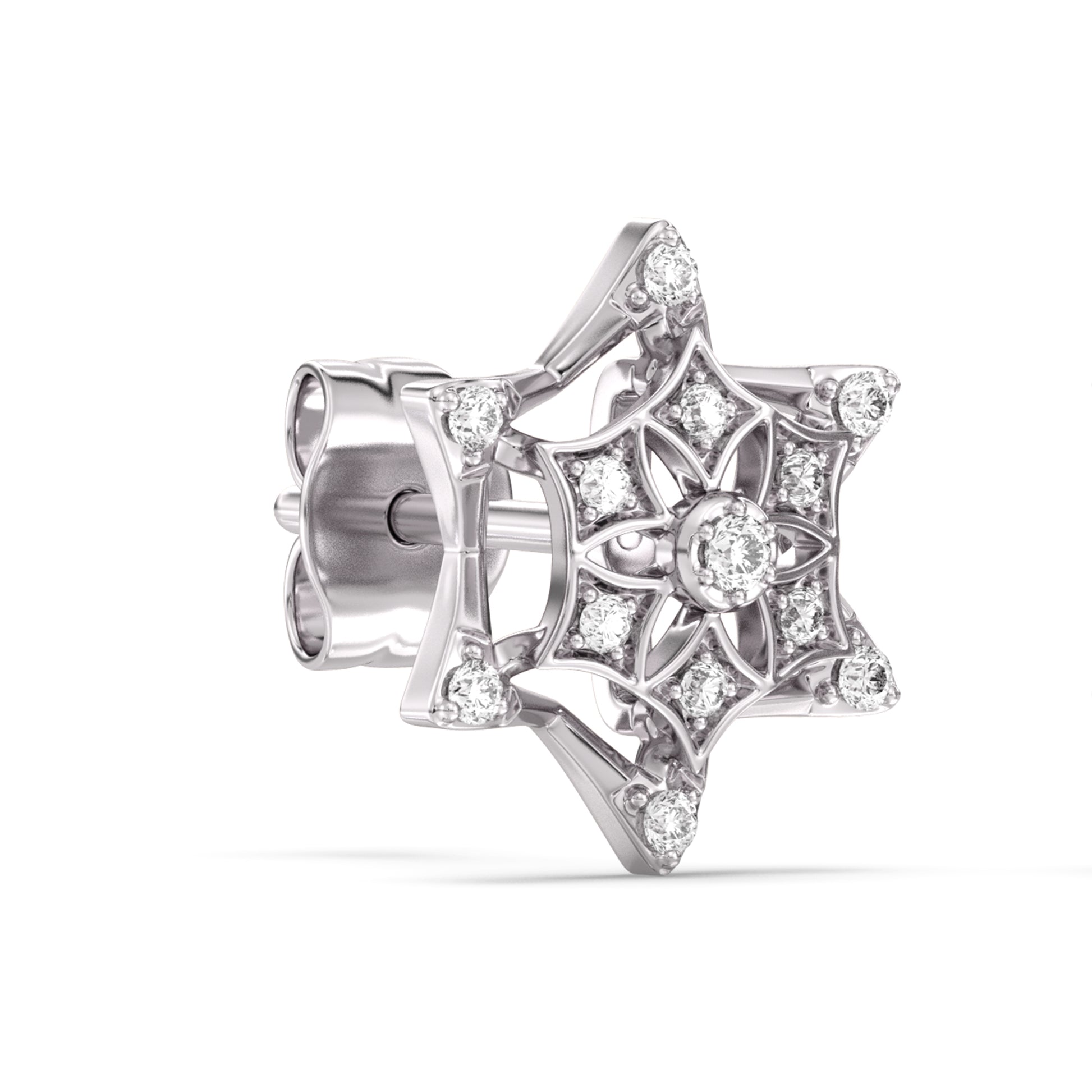 Frosted Snowflake Gold and Diamond Earrings