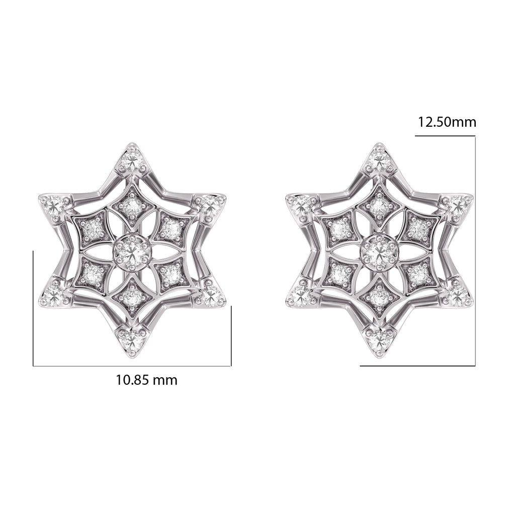 Frosted Snowflake Gold and Diamond Earrings