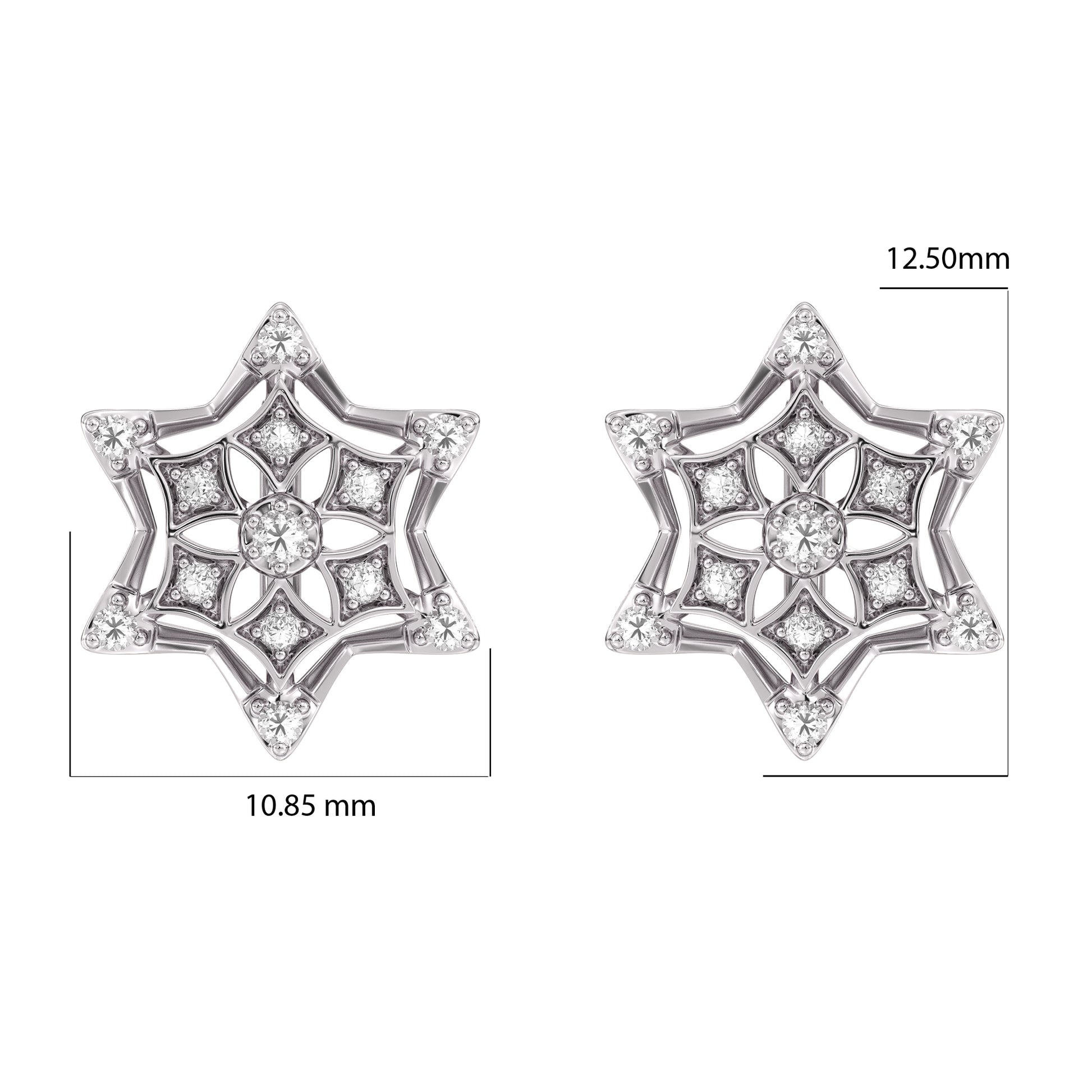 Frosted Snowflake Gold and Diamond Earrings