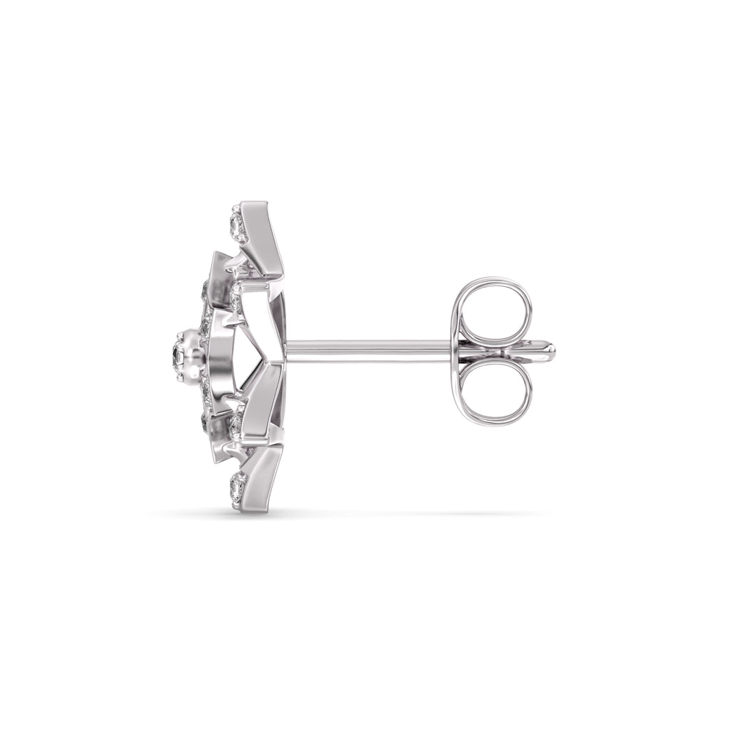 Frosted Snowflake Gold and Diamond Earrings