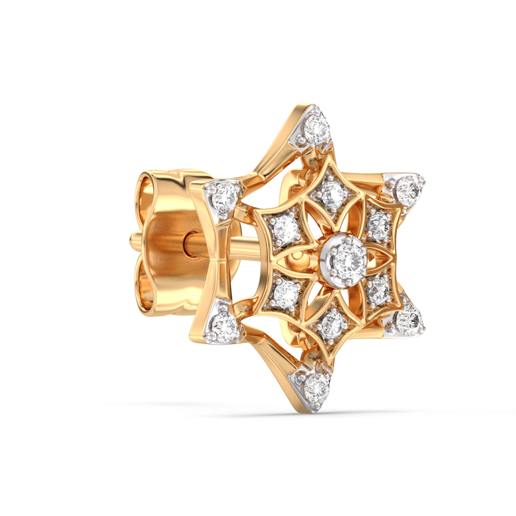 Frosted Snowflake Gold and Diamond Earrings