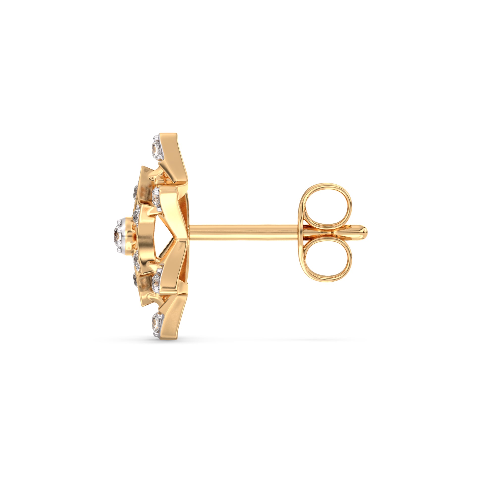 Frosted Snowflake Gold and Diamond Earrings