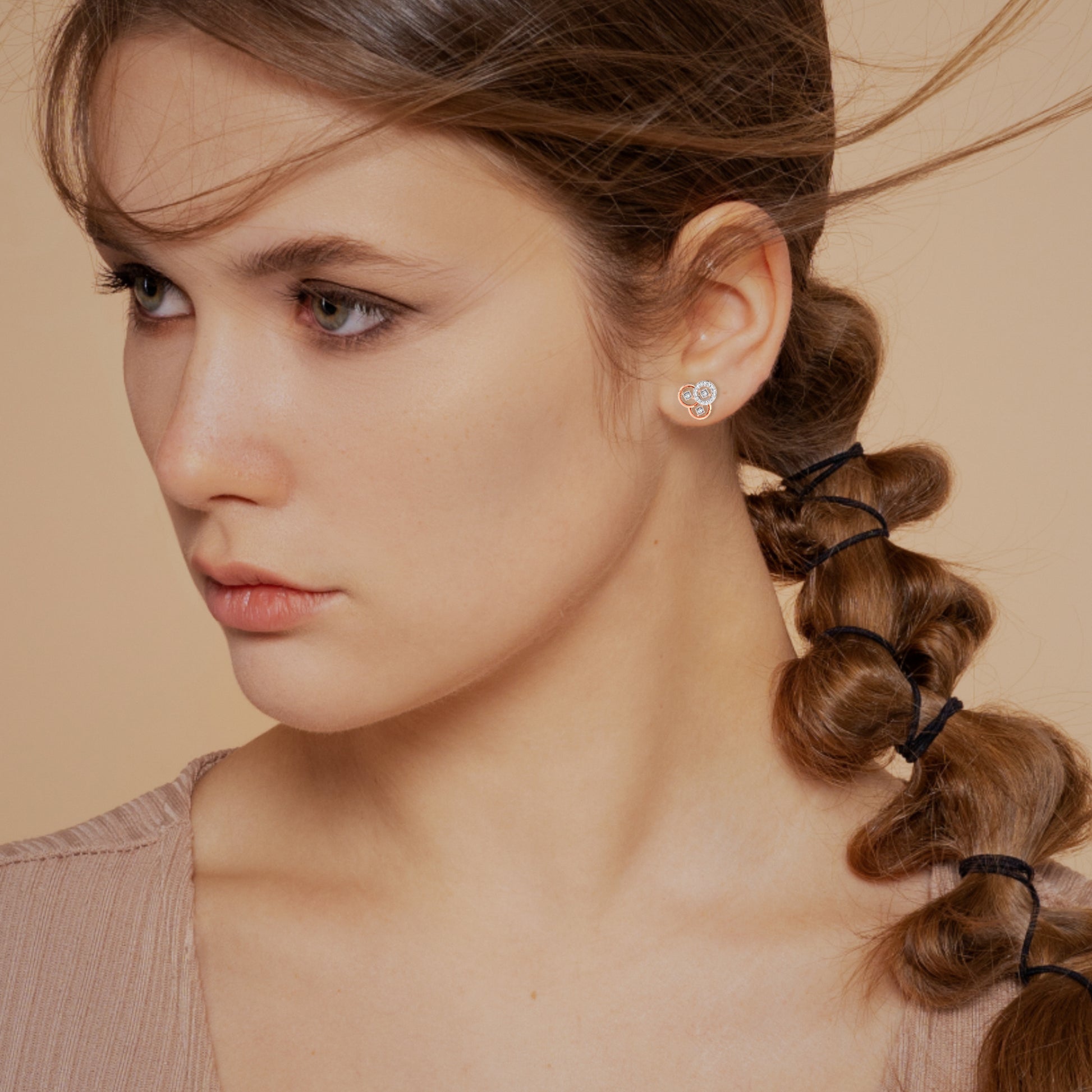 Intertwined Attractiion Gold and Diamond Earrings