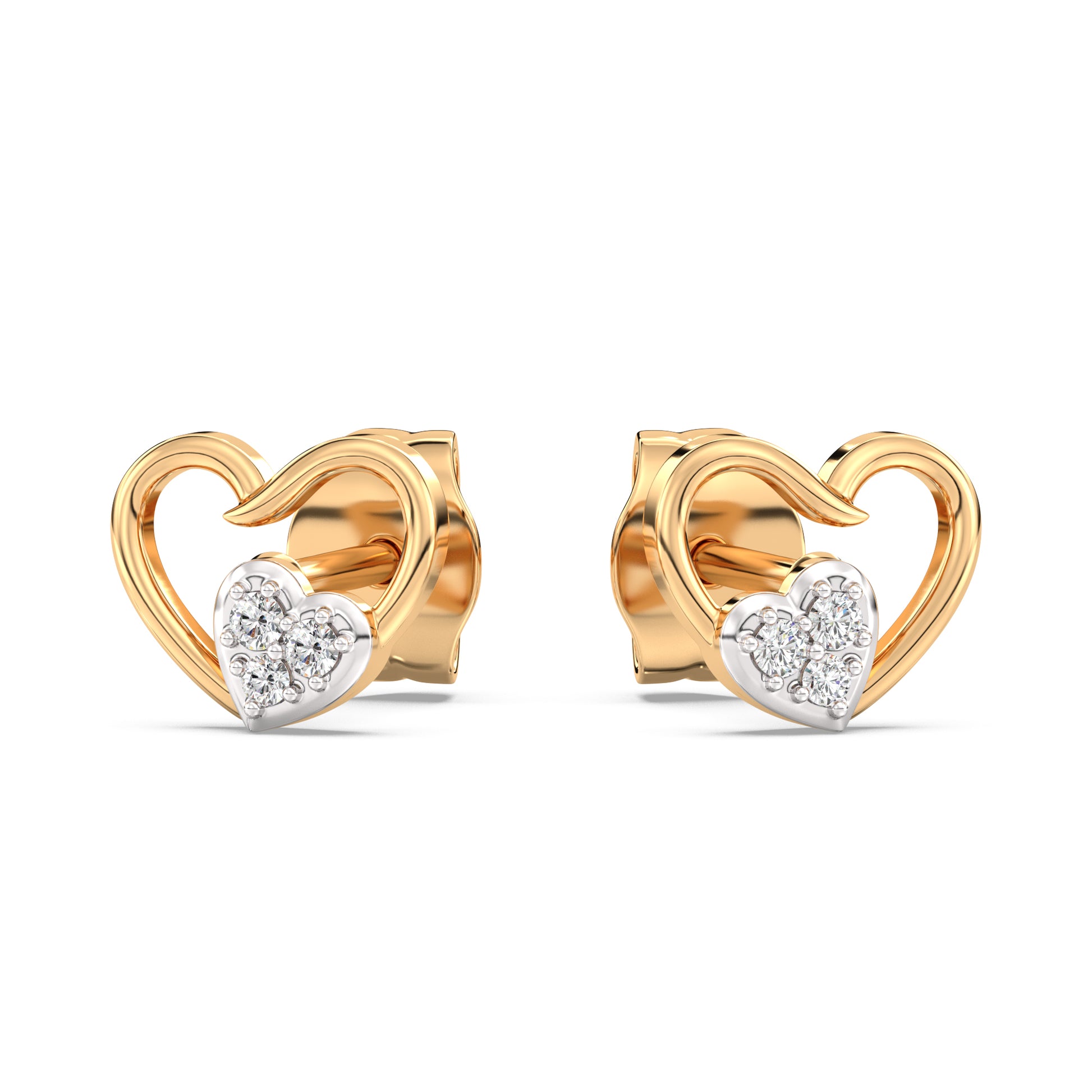 Star-crossed Hearts Kids Diamond and Gold Earring
