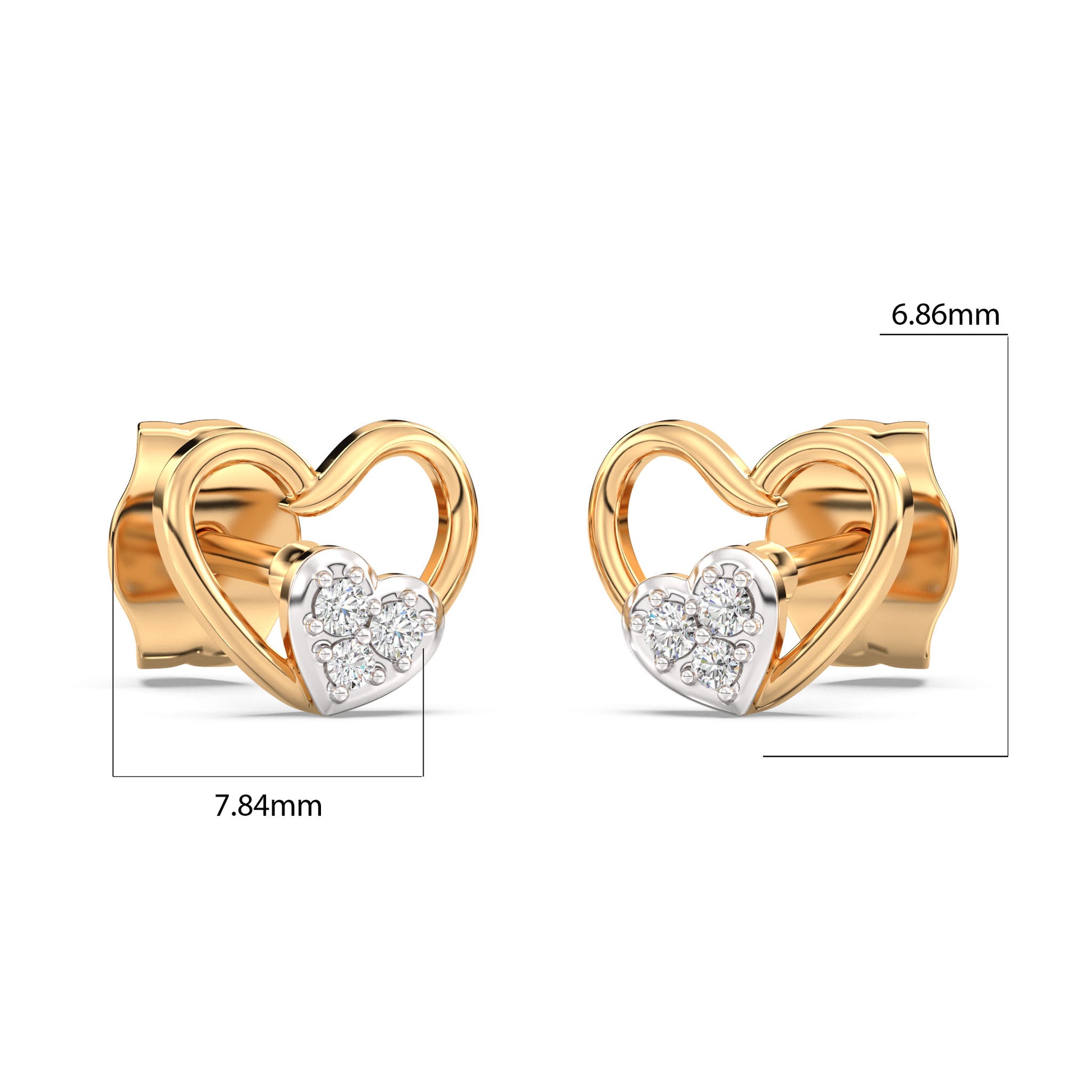 Star-crossed Hearts Kids Diamond and Gold Earring