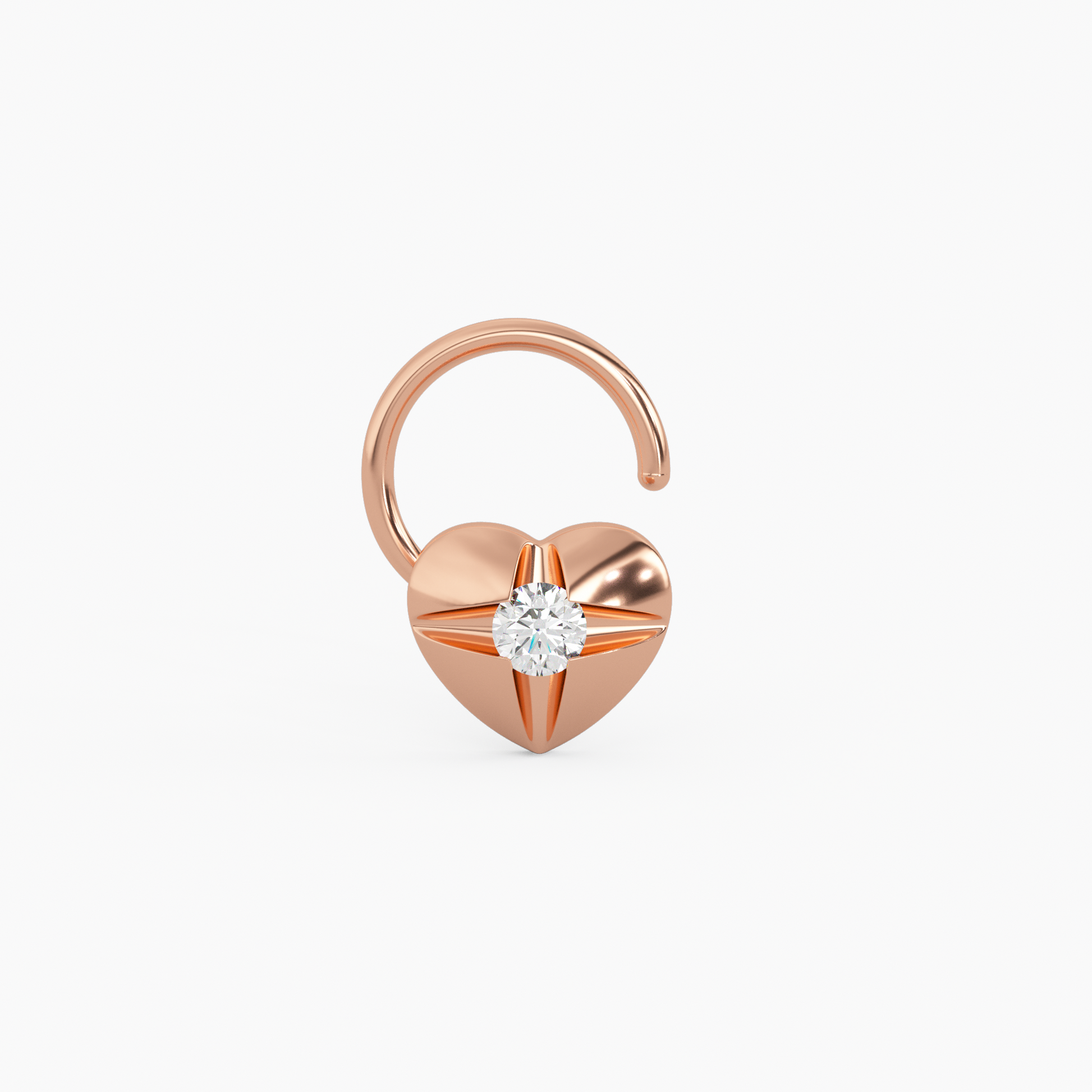 Heart of Fire Rose Gold and Diamond Nosepin