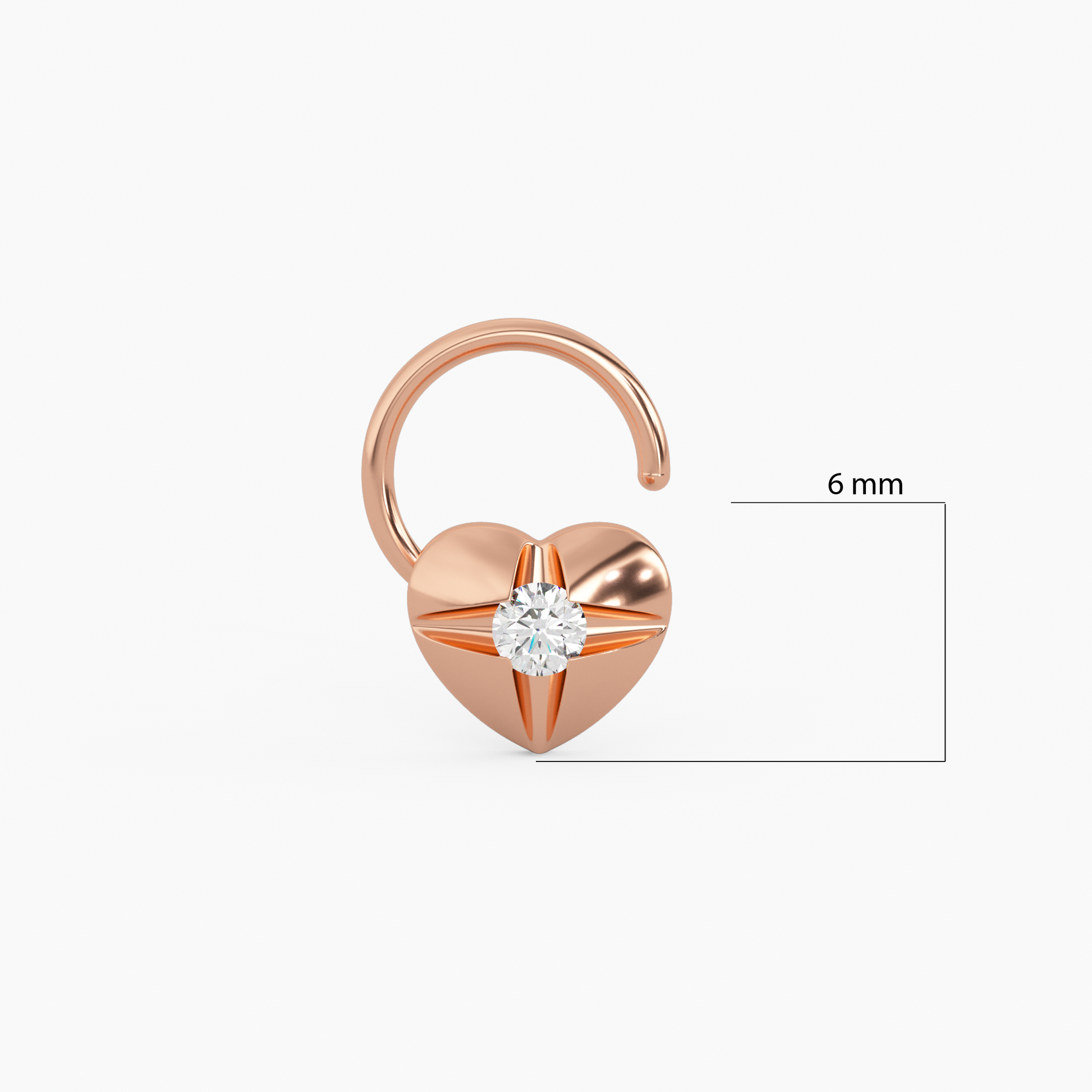 Heart of Fire Rose Gold and Diamond Nosepin