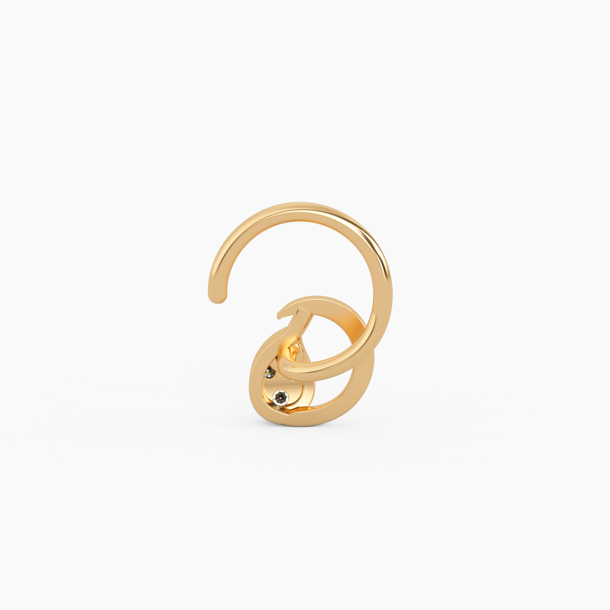 Mesmerizing Curve Gold and Diamond Nosepin