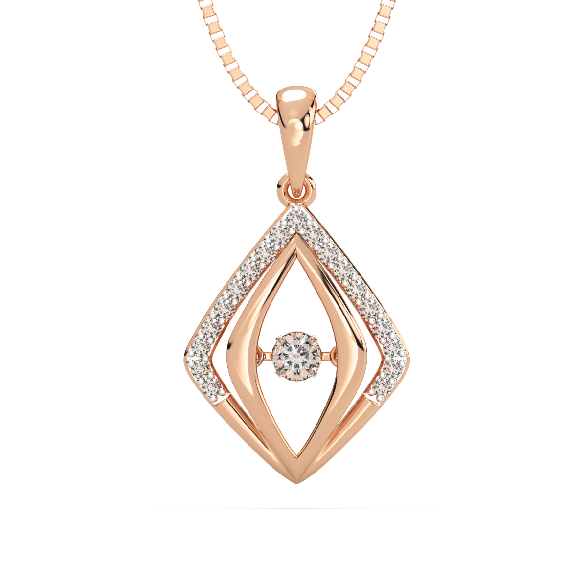 Dimensional Duet and Dancing Diamond Pendant
