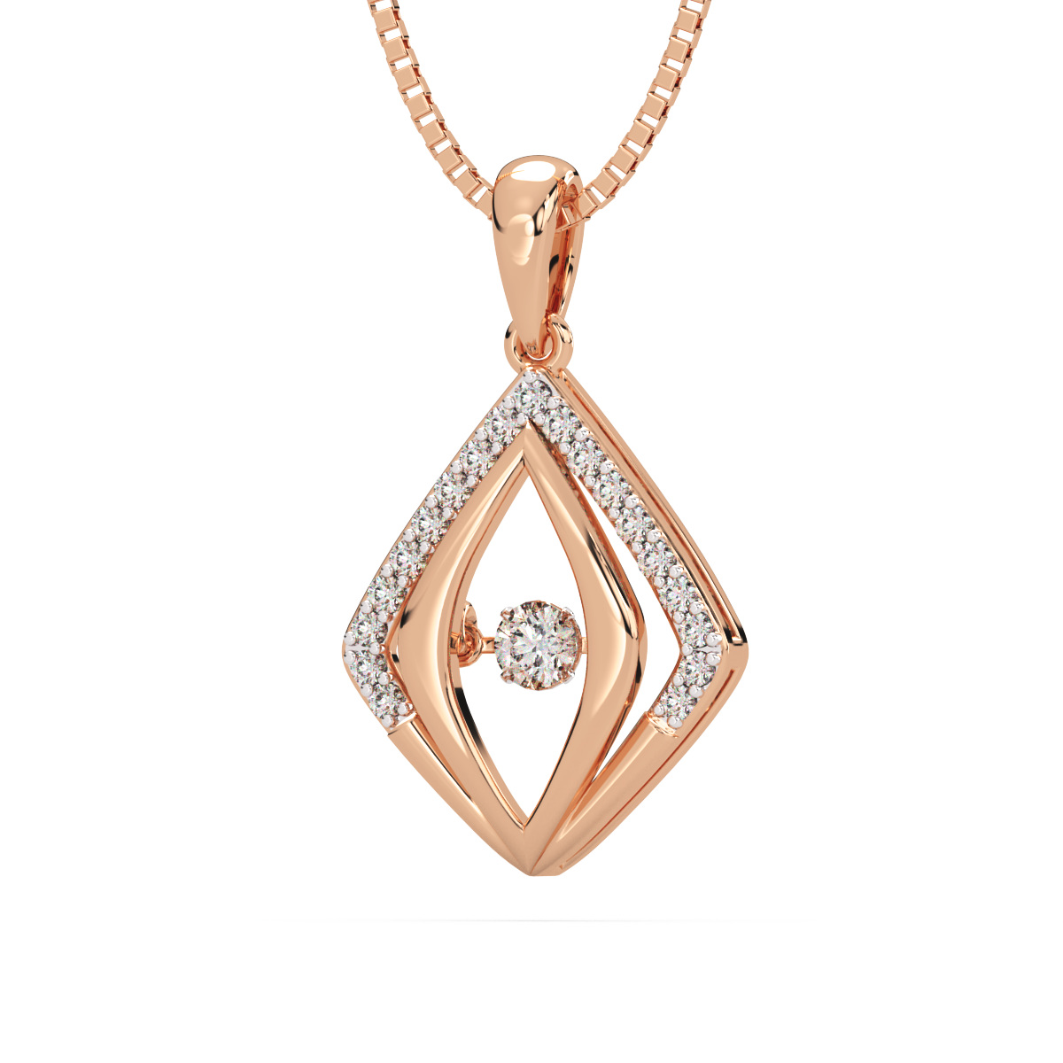 Dimensional Duet and Dancing Diamond Pendant