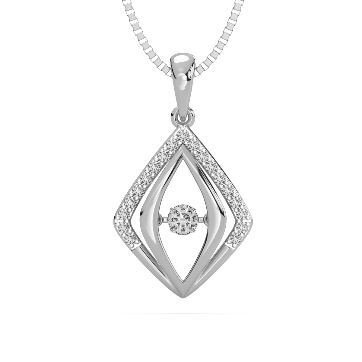Dimensional Duet and Dancing Diamond Pendant