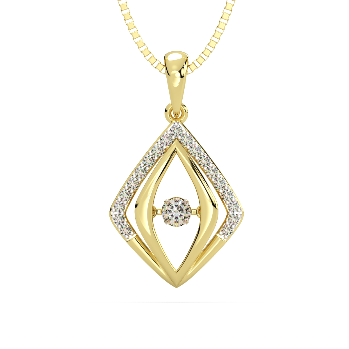 Dimensional Duet and Dancing Diamond Pendant