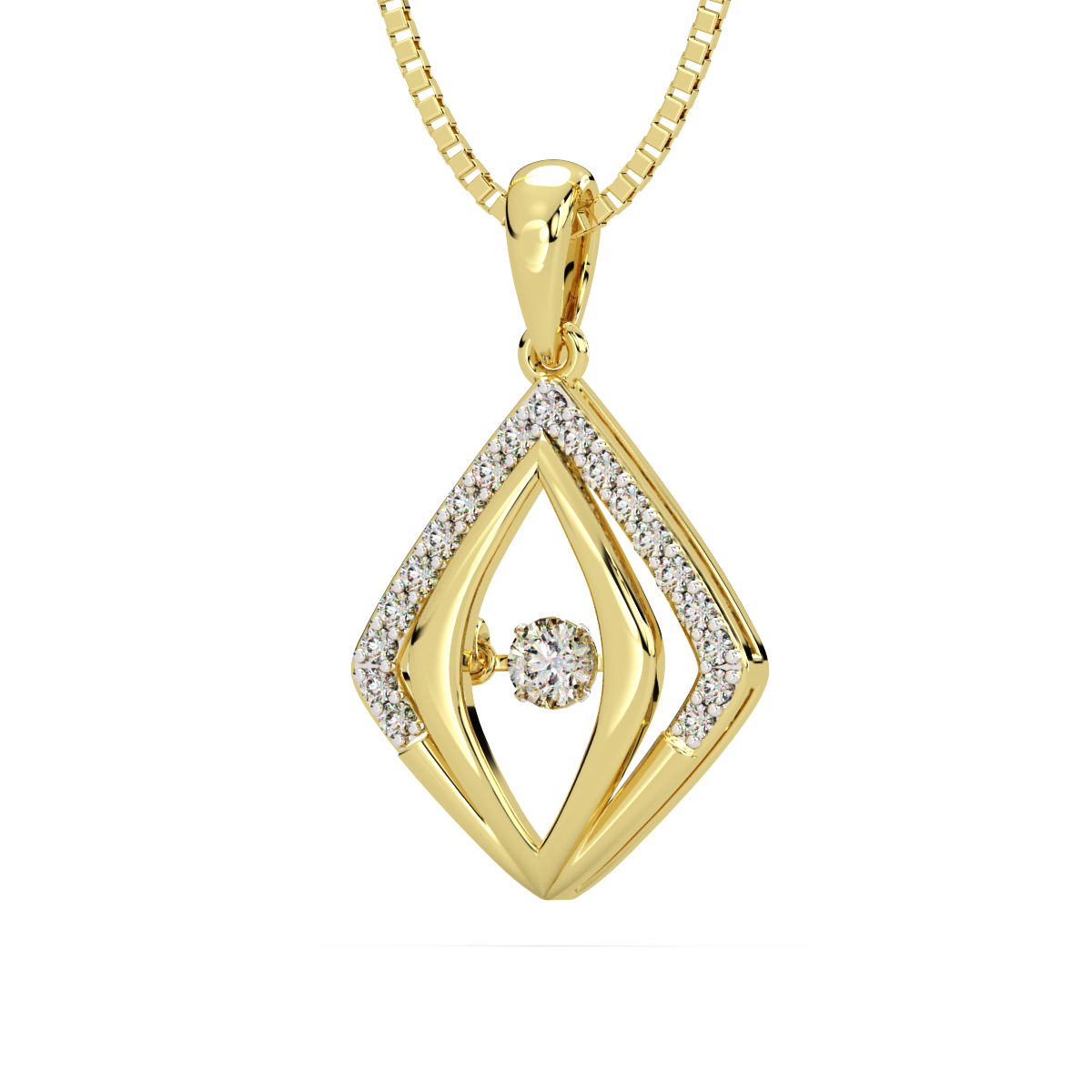 Dimensional Duet and Dancing Diamond Pendant