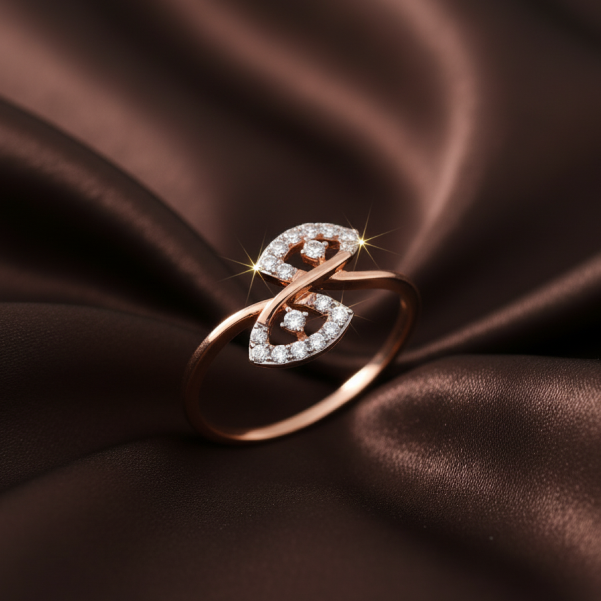 Contemporary Plumeria Gold and Diamond Ring