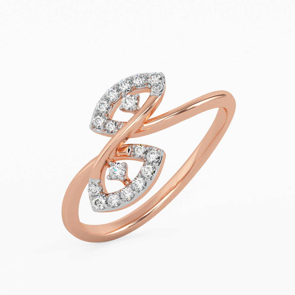Contemporary Plumeria Gold and Diamond Ring