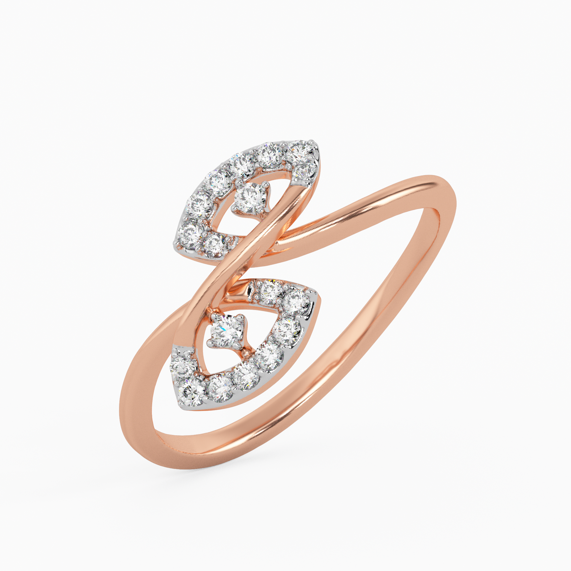 Contemporary Plumeria Gold and Diamond Ring