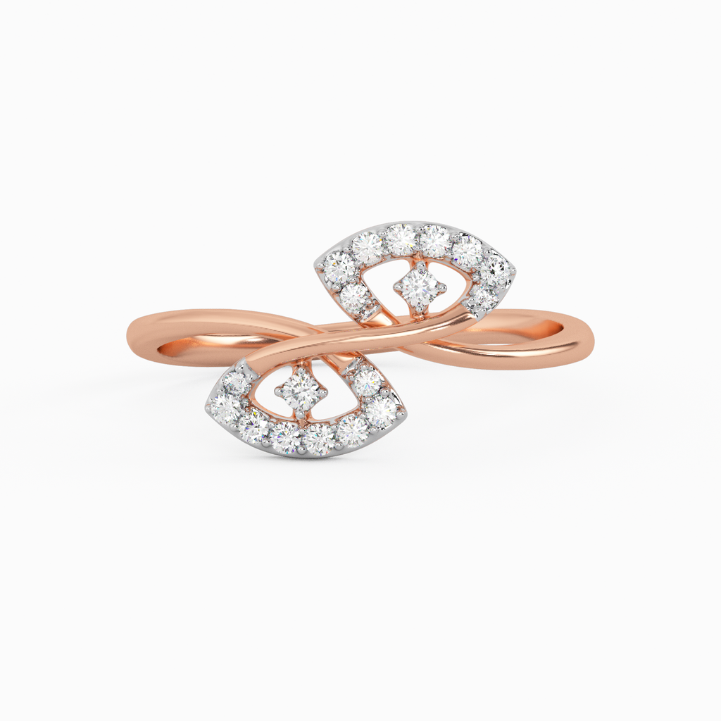 Contemporary Plumeria Gold and Diamond Ring