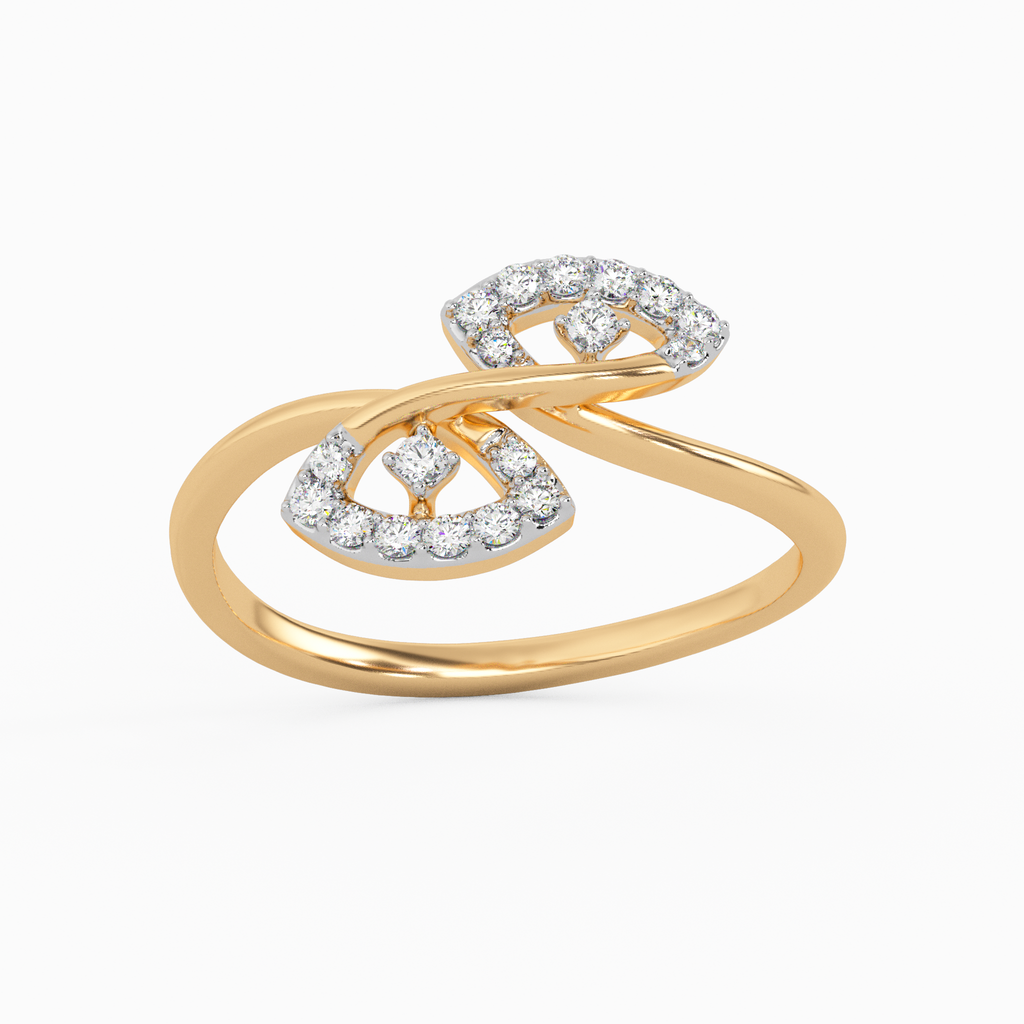 Contemporary Plumeria Gold and Diamond Ring