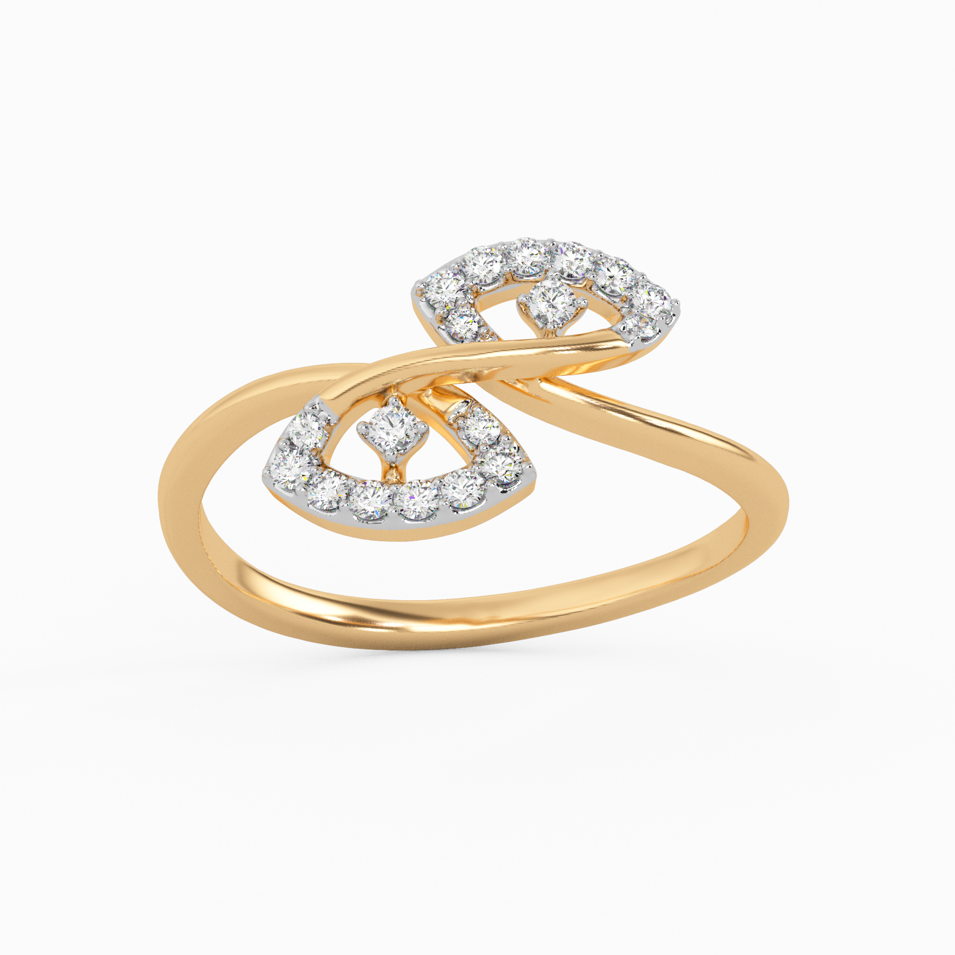 Contemporary Plumeria Gold and Diamond Ring