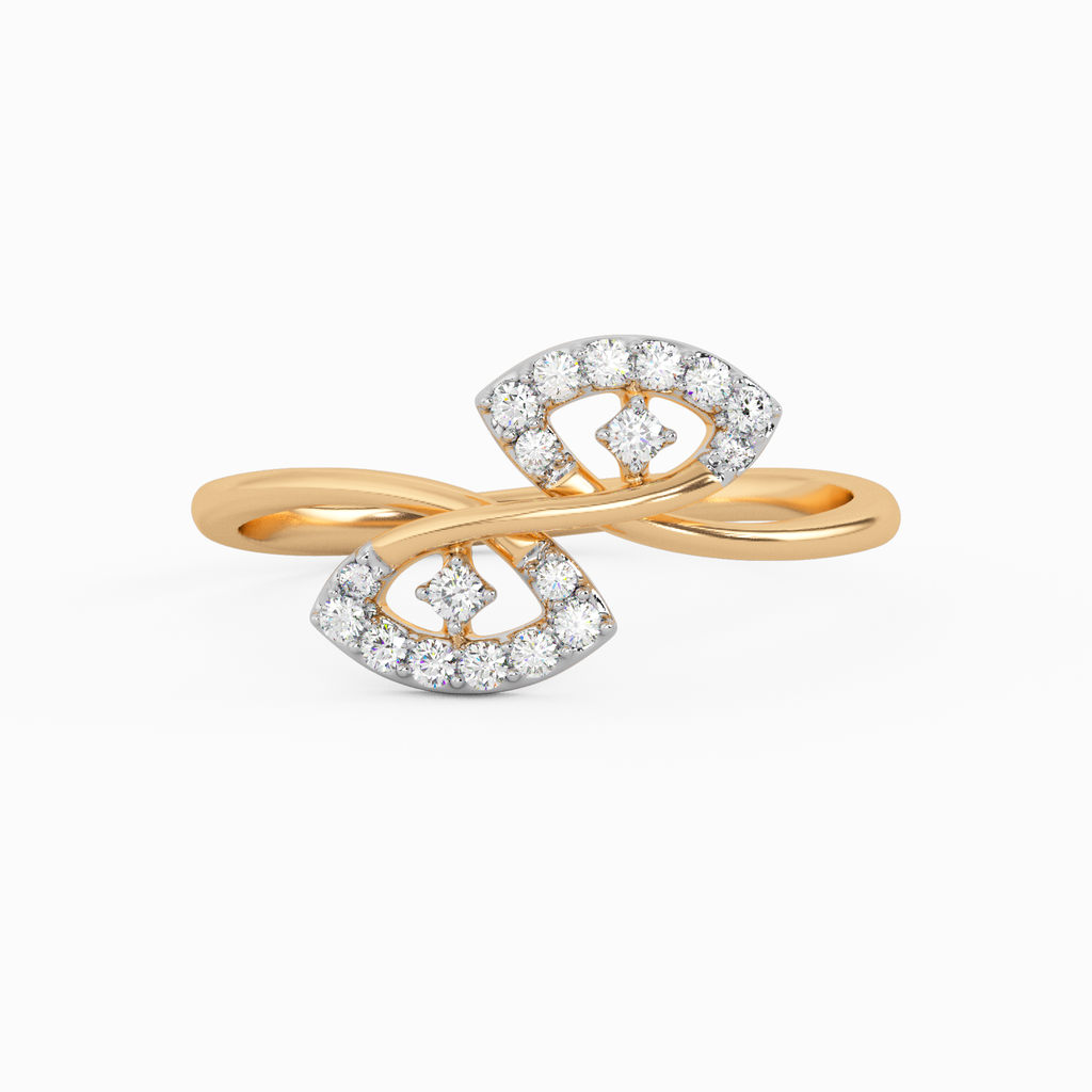 Contemporary Plumeria Gold and Diamond Ring