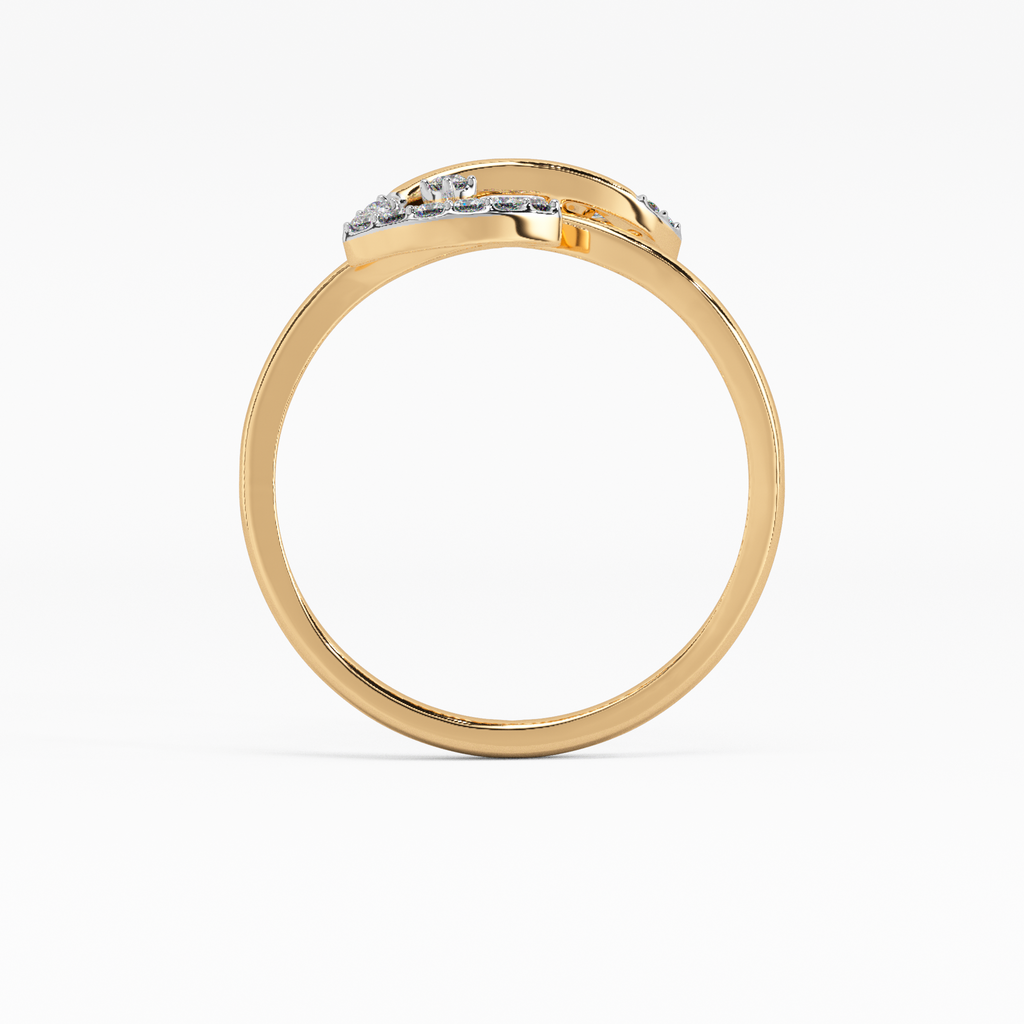 Contemporary Plumeria Gold and Diamond Ring