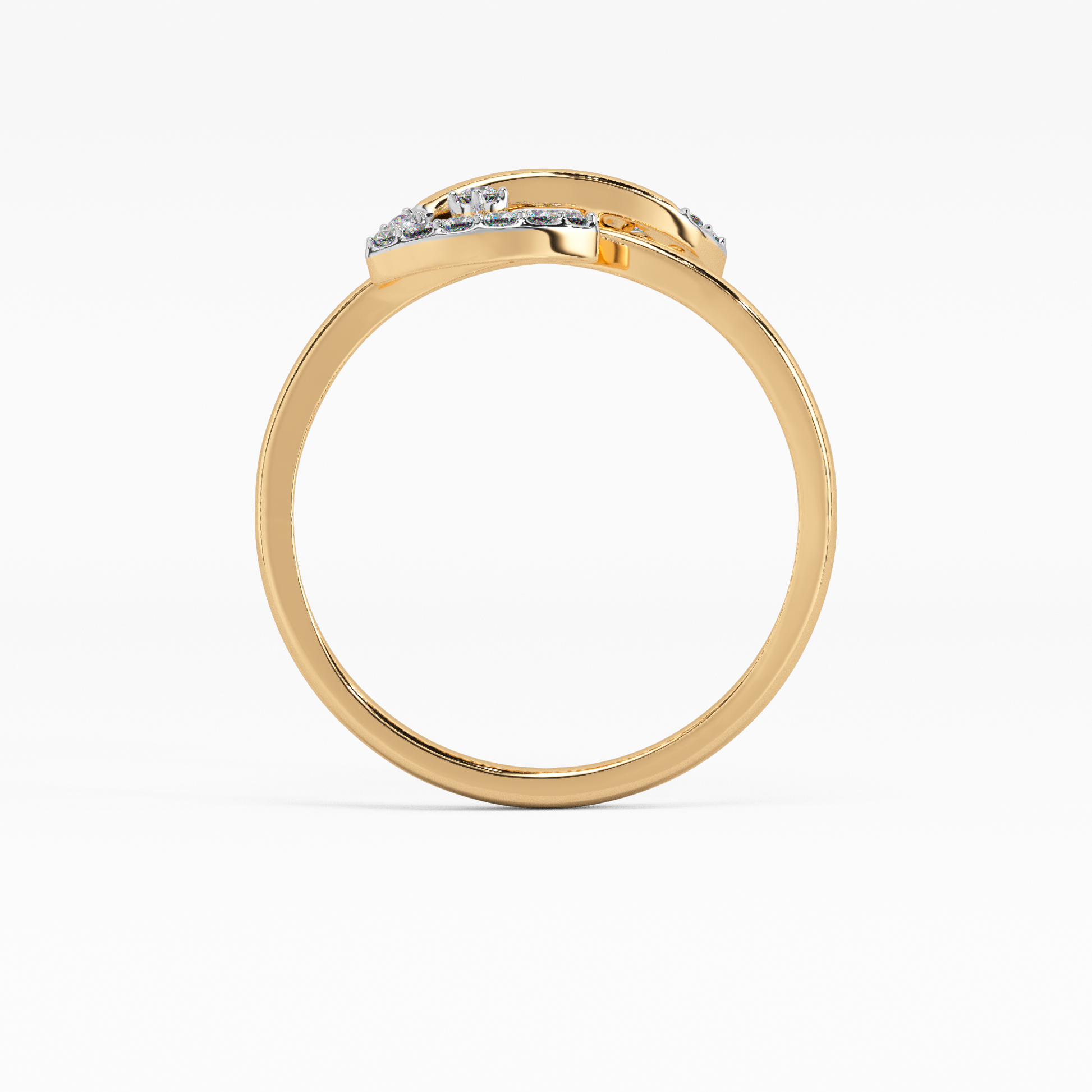 Contemporary Plumeria Gold and Diamond Ring