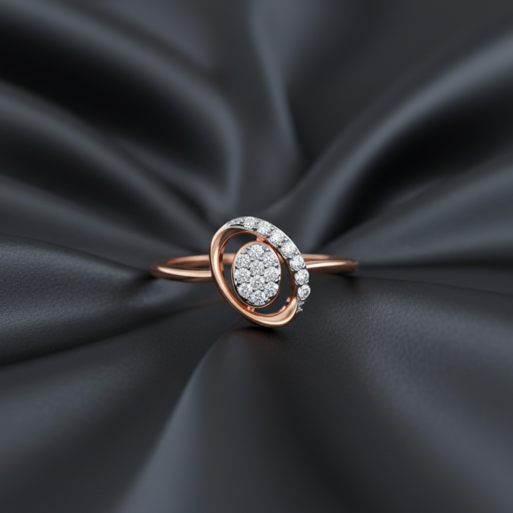 Artistic Water Lily Gold and Diamond Ring