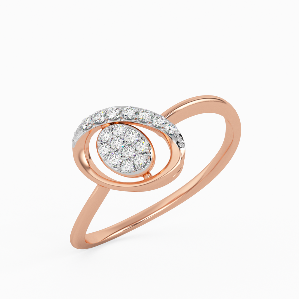 Artistic Water Lily Gold and Diamond Ring