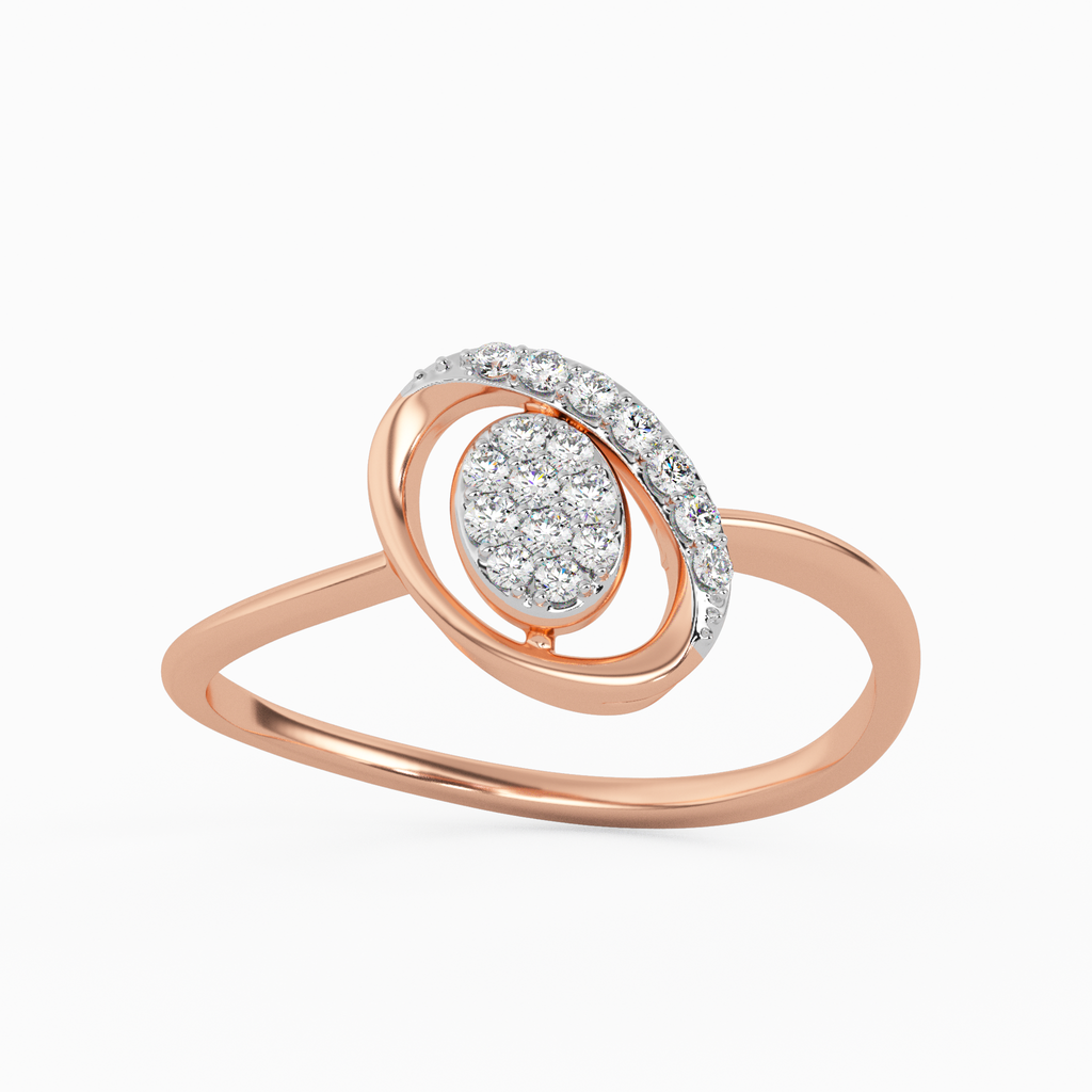 Artistic Water Lily Gold and Diamond Ring