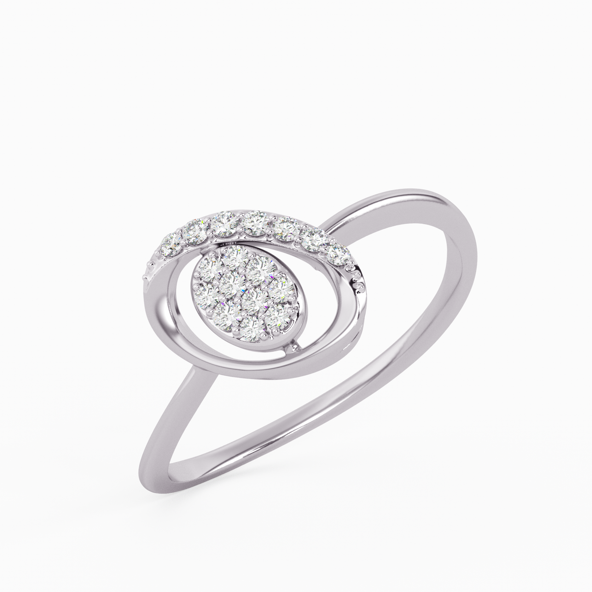 Artistic Water Lily Gold and Diamond Ring