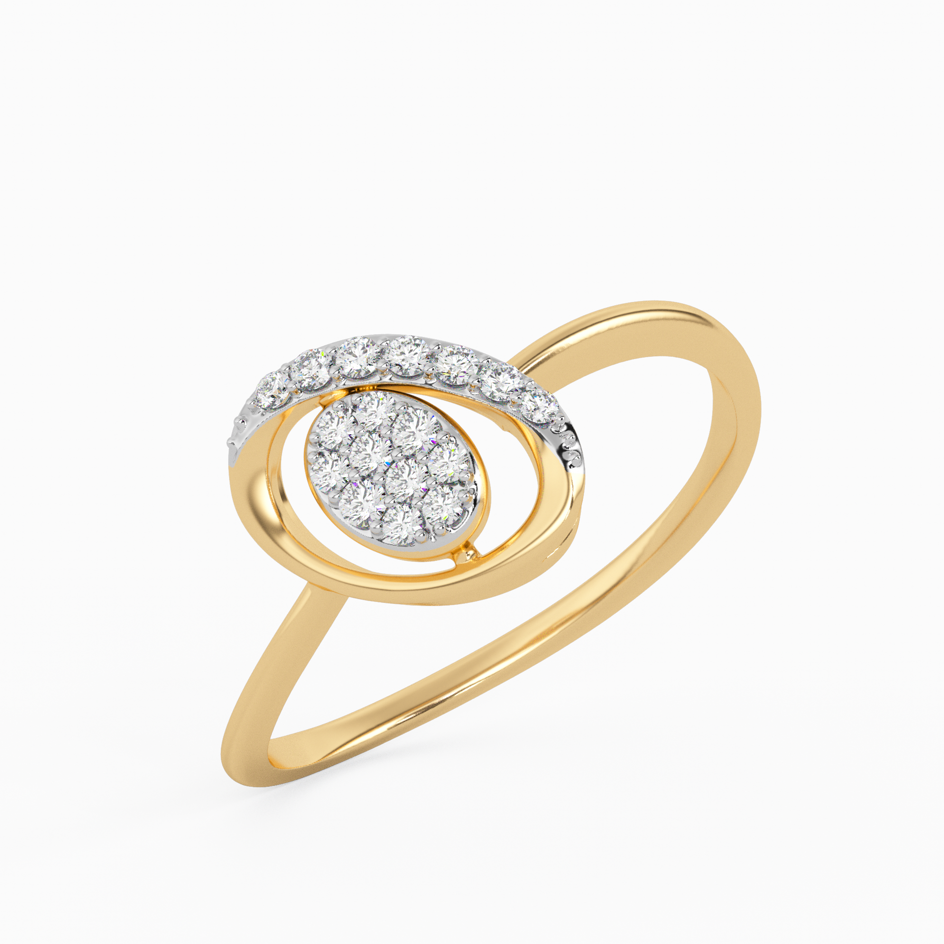 Artistic Water Lily Gold and Diamond Ring